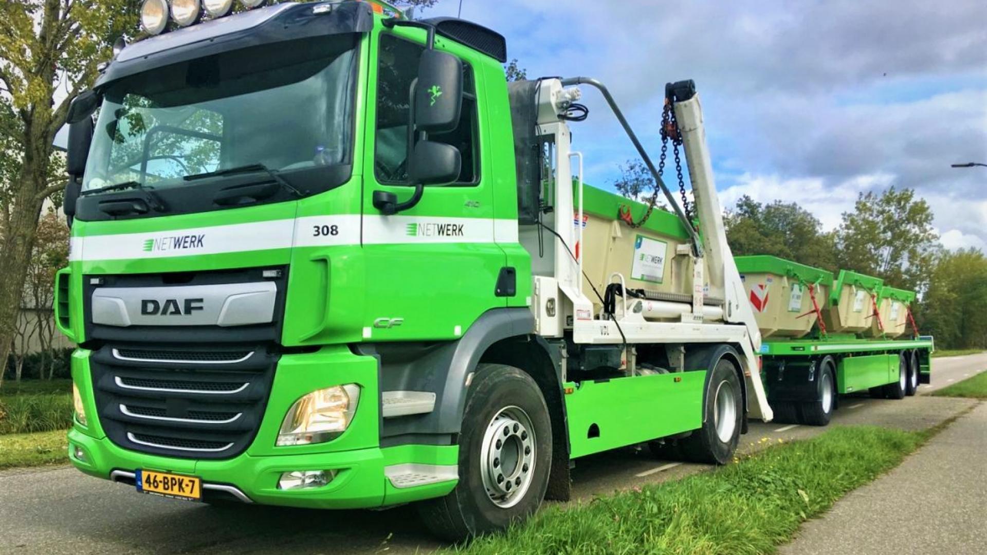 Network now drives a skipload DAF CF truck with trailer
